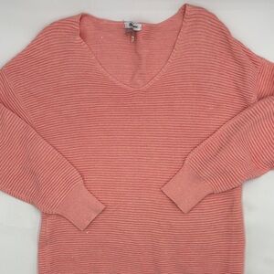 Tommy Bahama Bonita Mini-Sequin Ottoman Rib V-Neck Sweater in Coral